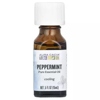 Aura Cacia, чистое эфирное масло, перечная мята, 0,5 жидких унций (15 мл)