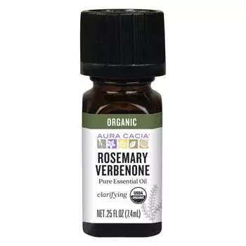 Aura Cacia, Чистое эфирное масло, вербенон розмарина, 0,25 жидких унции (7,4 мл)