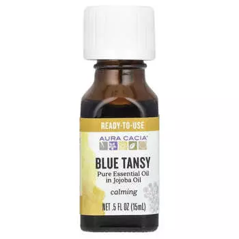 Aura Cacia, чистое эфирное масло жожоба, сине-острый, 0,5 жидких унций (15 мл)