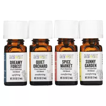 Aura Cacia, Journey to Diffusion Kit, Essential Oils, 4 Bottles, 7.4 ml (0.25 fl oz) each