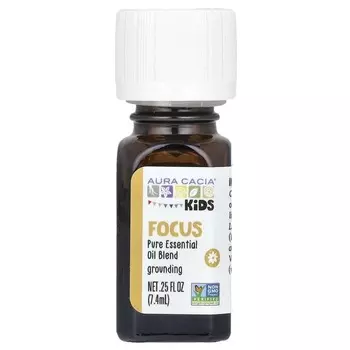 Aura Cacia, Kids, чистая смесь эфирных масел, Focus, 0,25 жидких унций (7,4 мл)