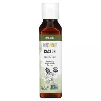 Aura Cacia, Масло для ухода за кожей, органическое касторовое, 4 жидких унции (118 мл)