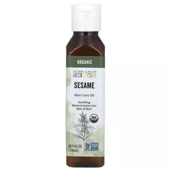 Aura Cacia, Органическое масло для ухода за кожей, кунжут, 4 жидких унции (118 мл)