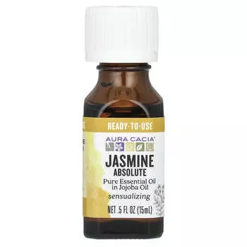 Aura Cacia, Pure Essential Oils Jojoba Oil, Jasmine Absolute, 0.5 fl oz (15 ml)