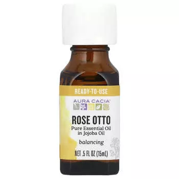 Aura Cacia, розовое масло, настоянное на масле жожоба, 0,5 жидких унций (15 мл)