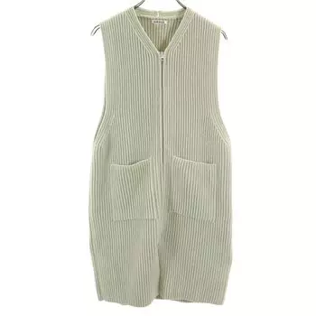 AURALEE 19AW сделано в Японии Длинный вязаный жилет из шерсти на молнии 1 Зеленая система Женский Б/У