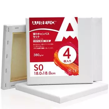 AUREUO Набор натянутых холстов S0, среднезернистый хлопок, 4 предмета, инструменты для начинающих, создание художественной живописи, современная масляная живопись, художественное оформление, может быть