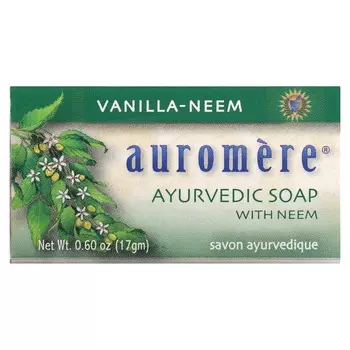 Auromere, Аюрведическое мыло с нимом, ваниль-ним, 0,6 унции (17 г)