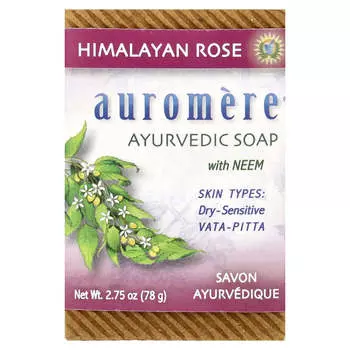 Auromere, Ayurvedic Soap, with Neem, Himalayan Rose, 2.75 oz (78 g)
