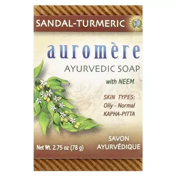 Auromere, Ayurvedic Soap with Neem, Sandal-Turmeric, 2.75 oz (78 g)