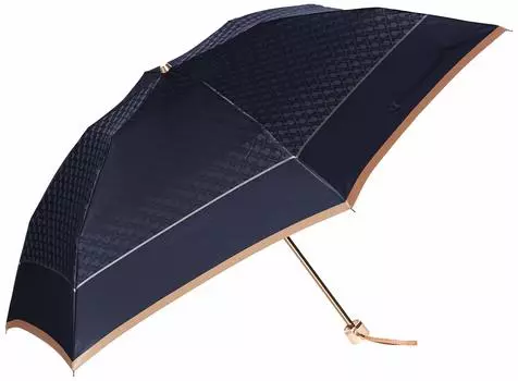 AURORA 1GD Logo Jacquard Folding Umbrella in Navy Japan Rib 55cm [Gherardini] 17001-01G Yarn-dyed (Made Japan) Women s (FREE Size) тёмно-синий