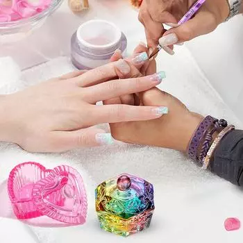 Aurora Colorful Nail Art Стеклянная щетка для чистки стеклянного стакана для пудры, ручка для мытья посуды, чаша с крышкой, держатель для маникюра, салонный инструмент