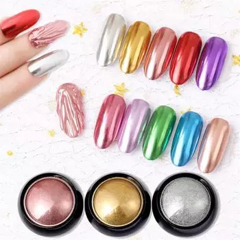 Aurora Mirror Titanium Gold Nail Powder: Чистое цветное гальваническое волшебное зеркало и блестящая пудра для ногтей. 18