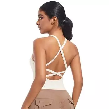 Auroth Back Cross Running Bra Womens Дышащий жилет для йоги Быстросохнущий майка для фитнеса в спортзале S тёмно-синий