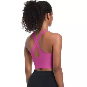 Auroth Back Cross Yoga Bra женский дышащий спортивный топ для бега без рукавов жилет для фитнеса Push Up S коричневый
