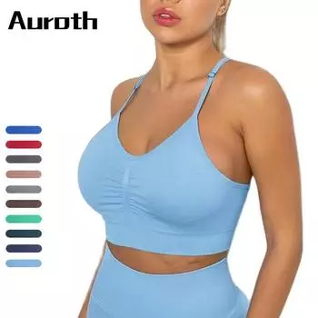 Auroth быстросохнущий спортивный бюстгальтер женский жилет для фитнеса вязаное бесшовное нижнее белье для бега в тренажерном зале S сапфировый