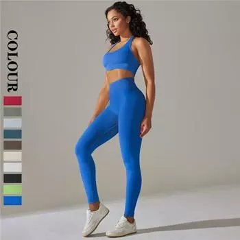 Auroth комплект из 2 предметов для тренировок, женский наряд для йоги, бесшовная майка с высокой талией, леггинсы для йоги, эластичные комплекты для фитнеса S красный