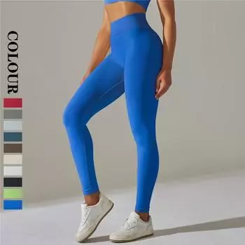 Auroth Леггинсы для фитнеса, женские брюки для йоги, спортивные леггинсы с высокой талией, бесшовные колготки с эффектом пуш-ап S красный