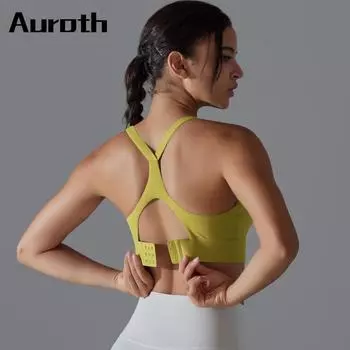 Auroth Push Up Beauty Back Yoga Bra Женский тренировочный дышащий спортивный топ без рукавов для бега Фитнес-жилет S чёрный