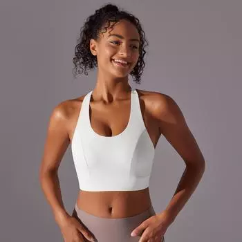 Auroth Push Up Бюстгальтер для йоги женский тренировочный дышащий спортивный топ на бретелях противоударный жилет для фитнеса S белый