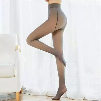 Auroth тонкие осенне-зимние женские леггинсы безупречные ноги искусственные полупрозрачные теплые флисовые колготки one size чёрный