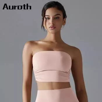 Auroth Женский Спортивный Фитнес Бюстгальтер С Открытой Спиной Тренировки Бег Спортивный Жилет Дышащий Йога Нижнее Белье S оранжевый/розовый