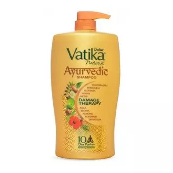 Аюрведический шампунь Dabur Vatika - 1 л | Терапия повреждений | Сила 10 ингредиентов для решения 10 проблем с волосами | Без парабенов | Для всех типов волос