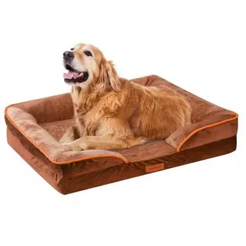 AUSCAT Dog Winter Pet Cold High Washable Large Medium Brown Bed, Кровать, Подушка, Теплый, Защита, Упругость, Пушистый, Чехол, L, 88x64x20 см, Собаки, Собаки, коричневый