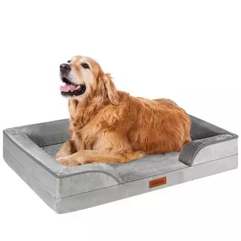 AUSCAT Зимняя кровать для собак 88x64x20 см, подушка для кровати для домашних животных, теплая, холодная, высокопрочная, чехол можно стирать, размер L, для больших собак, для средних собак, серая темно-серого