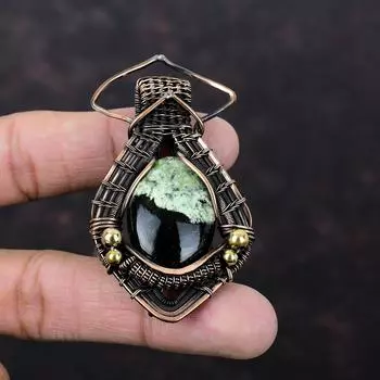 Australian Chrome Chalcedony Pendant Copper Wire Wrapped Gemstone Pendant Handmade Amazing Pendant Copper Wire Jewelry Special Occasion Gift