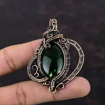 Australian Chrome Chalcedony Pendant Copper Wire Wrapped Gemstone Pendant Wire Wrapped Jewelry Handmade Pendant Copper Jewelry Gift For Her