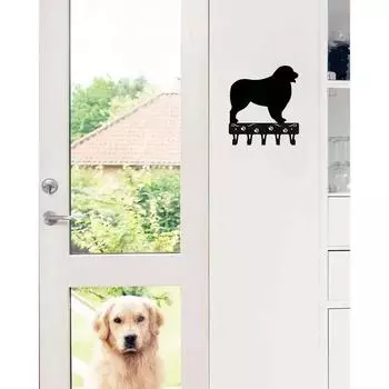 Australian Shepherd Dog Key Rack & Leash Hanger - Metal Wall Art Holder, Towel and Coat Rack - 9 Inch/6 Inch Iron Art Dcor светло-серый