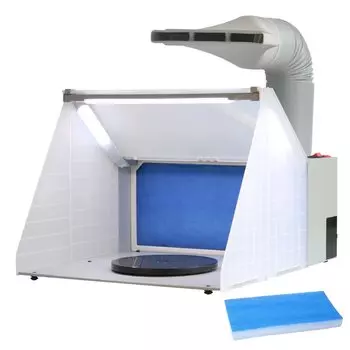 Ausuc Paint Booth, покрасочная камера со светодиодным освещением, вращающаяся пластина для распыления, в комплекте, стенд для покраски аэрографом, пластиковая модель, фигурка аэрографа