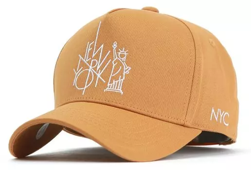 Аутентичная кепка с вышитой статуей Свободы из Нью-Йорка, большой размер, корейский бренд, кепка верблюжьего цвета [FLIPPER] для мужчин (L-XL, Коричневый)