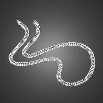 Аутентичная мода, ожерелье из 100% стерлингового серебра 925 пробы, 6 мм, 18-22 дюйма, кубинская цепочка, ожерелье для мужчин и мальчиков, цепочка с панцирем, подарочные ювелирные изделия 46cm 18 inch