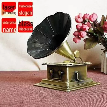 Аутентичная модель фонографа из сплава - идеальный подарок для офиса 13*10.5*14CM бронзовый