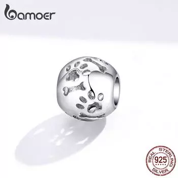 Аутентичная подвеска BAMOER из стерлингового серебра 925 пробы со следами домашних животных, оригинальный брендовый дизайн
