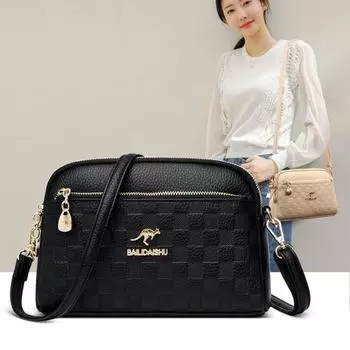 Аутентичная женская сумка, новинка 2024 года, модная повседневная сумка для мамы из мягкой кожи среднего возраста, сумка на одно плечо, упрощенная диагональная сумка, маленькая квадратная сумка