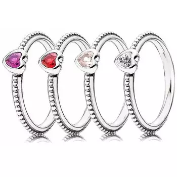 Аутентичное кольцо из стерлингового серебра 925 пробы, розовое, фиолетовое, One Love, золотисто-красное синтетическое кольцо с кристаллом для женщин, подарок, модные украшения 5 фиолетовый