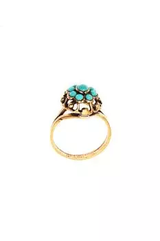 Аутентичное кольцо с бирюзовым каменным цветком (нет:18)