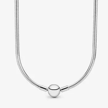 Аутентичное ожерелье из стерлингового серебра 925 пробы, ожерелье с цепочкой в виде змеи, подходит оригинальному бренду, подвески, бусины, женские вечерние ювелирные изделия своими руками, подарок