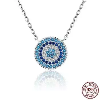 Аутентичное ожерелье из стерлингового серебра 925 пробы с синими злыми глазами, женское ожерелье с подвеской на удачу, модные украшения