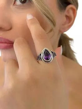 Аутентичное серебряное кольцо высшего качества с аметистом 925 пробы