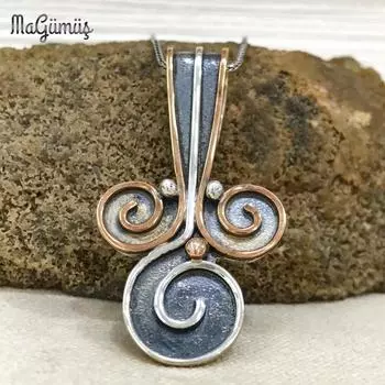 Аутентичное серебряное колье ручной работы Triskele