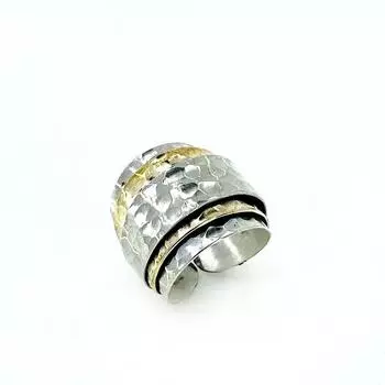 Аутентичное трехслойное серебряное кольцо ручной работы без камней