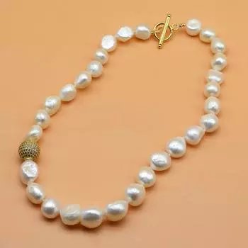 Аутентичное жемчужное ожерелье в стиле барокко, нерегулярный натуральный пресноводный жемчуг, женское ожерелье с крупными частицами и бриллиантами 42cm