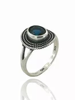 Аутентичное женское кольцо на каждый день из серебра 925 пробы с крошечным сапфировым камнем