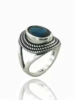 Аутентичное женское кольцо высшего качества из стерлингового серебра 925 пробы с овальным сапфиром