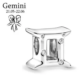 Аутентичные 925 пробы посеребренные, сверкающие, Овен, Лев, Скорпион, подвески со знаками зодиака, бусины, подходят для оригинального браслета, ювелирные изделия