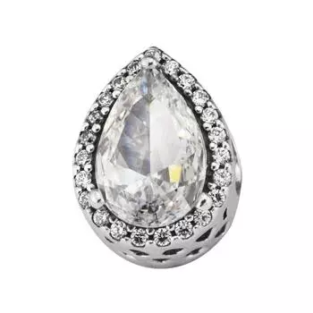 Аутентичные 925 пробы серебряные прозрачные сияющие каплевидные бусины с фианитами для изготовления ювелирных изделий, подходят для европейских браслетов